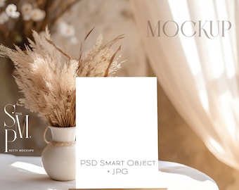 5x7 Table Sign Mockup: Boho Wedding, Baby Shower (PSD, JPG)