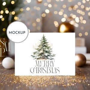 Maquette de carte de Noël, carte de Noël maquette, maquette de carte de vœux, carte de vœux maquette, maquette d'invitation, maquette PSD JPG d'objet intelligent 7 x 5