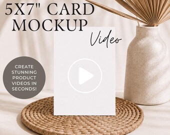 Canva Video Mockup Template 5x7 Card, Editable 5x7 Invitation Video Mockup, Drag & Drop Canva Frame Mockup, Boho Neutral Greeting Card MP4