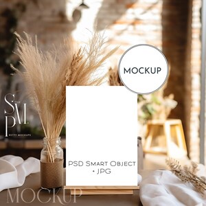 5x7 Table sign mockup, Wedding table number frame mock up, Farmhouse rustic seating card mockup, Baby shower mockup, Boho modern card mockup