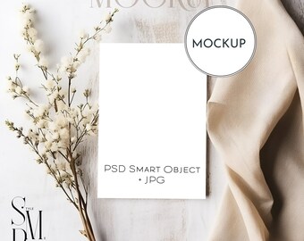 5x7 Card Mockup: Boho Wedding Stationery (PSD & JPG)