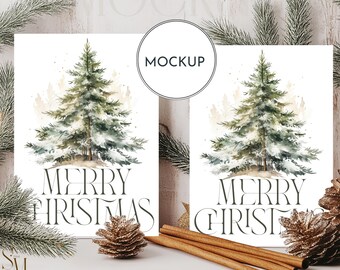 Christmas Card Mockup: 5x7 Holiday Double Card (Digital Download)