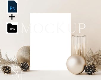 Christmas Card Mockup: 5x7 Smart Object (PSD, JPG)