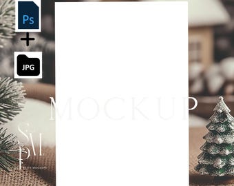 Christmas Card Mockup: 5x7 Smart Object (PSD, JPG)