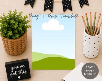 Canva Paper Mockup Drag and Drop Template Cute Desk Flat Lay US Letter Worksheet Mockup Etsy Listing Photo TPT Product Cover