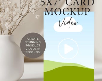 Canva Video Mockup 5x7 Card, Drag and Drop Invitation Video Mockup, Animated Canva Template for Etsy Sellers, Vertical Stationery Mockup