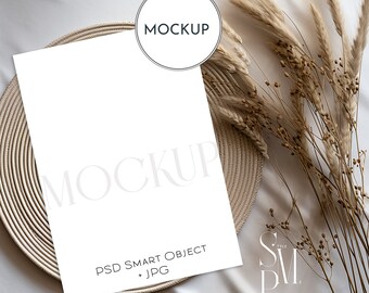 5x7 Card Mockup: Boho Wedding Stationery (PSD, JPG)