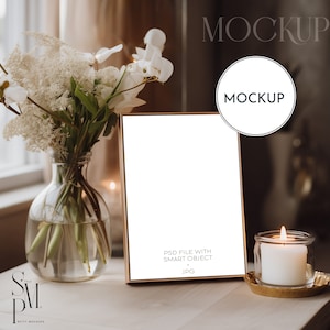 5x7 Table sign mockup, Wedding table number frame mock up, Farmhouse rustic seating card mockup, Baby shower mockup, Boho modern card mockup