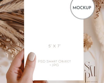 5x7 Card Mockup: Boho Wedding Stationery (PSD, JPG)