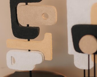 Handcrafted geometric modern home decor, abstract sculpture, minimalist tabletop art , contemporary accent piece