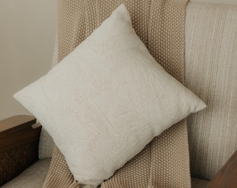 cotton cushion cover, neutral throw pillow, decorative home accent, living room decor, embroidered, farmhouse