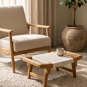 Handwoven Teak Wood Stool: Foldable Rustic Accent Seating