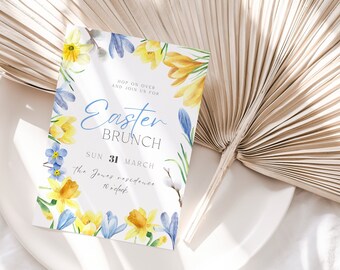 Pastel Easter Brunch Invitation Digital Easter Egg Hunt And Brunch Invite | Instant Download | Editable Template | Easter Party Invite E007
