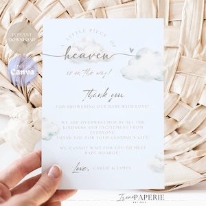 Ein kleines Stück Himmel Babyparty Dankes-Karte | Boho Gender Neutral Babyparty Dankeschön | Verträumtes Wolken-Motiv KN002