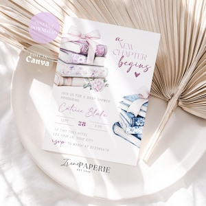 A New Chapter Will Soon Begin Baby Shower Invitation Boho Invite Library Storybook Theme Invite Books Themed Baby Shower Sign Editable NCB01