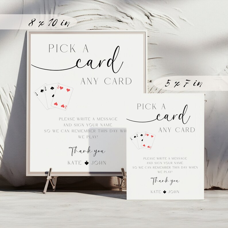 Playing Cards Guest Book Sign Printable, Pick A Card Any Card Wedding ...