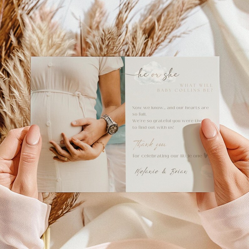 Cloud Gender Reveal Invitation, A Little Piece of Heaven Invite, Editable Boho Cloud 9 Template Editable Printable (Digital Download) GH01 image 15