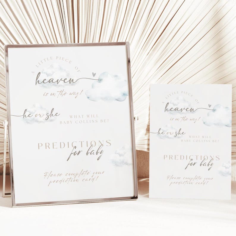 Cloud Gender Reveal Invitation, A Little Piece of Heaven Invite, Editable Boho Cloud 9 Template Editable Printable (Digital Download) GH01 image 19