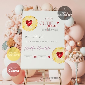 Cartello di benvenuto per baby shower Cutie Pie / Cartello modificabile per baby shower Cutie Pie Decorazione autunnale per baby shower Ringraziamento autunnale Baby CP01