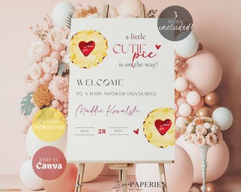 Cutie Pie Baby Shower Welcome Sign | Editable Cutie Pie Baby Shower Sign Fall Baby Shower Decor Autumn Thanksgiving Baby CP01