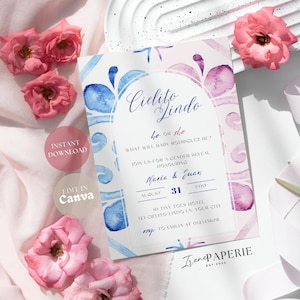 Cielito Lindo Gender Reveal Invitation | Editable Mexican Gender Reveal Invite | Mexican Barro Invite Papel Picado Invite CLB04