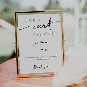 Speelkaarten gastenboek Kies een kaart gastenboek bruiloft teken sjabloon | Aangepaste speelkaart gastenboek bruiloft decor minimalistische afdrukbare CS02