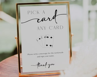 Playing Cards Guest Book Pick A Card Guestbook Wedding Sign Template | Custom Playing Card Guestbook Wedding Decor Minimalist Printable CS02