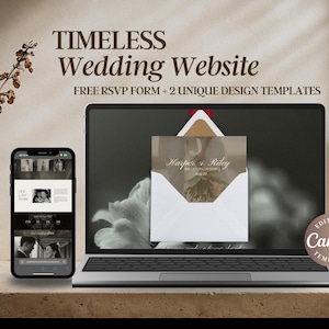 Elegant Wedding Website Template, Canva Wedding Web Invitation, Online RSVP, Wedding Countdown, Interactive Map, Canva Website Invite