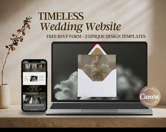 Elegant Wedding Website Template, Canva Wedding Web Invitation, Online RSVP, Wedding Countdown, Interactive Map, Canva Website Invite