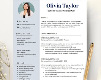 Resume Template Google Docs  | Photo Resume Template Google Docs | Professional Resume Template | Modern Resume Template | Resume ATS