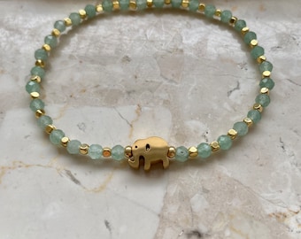 Aventurine bracelet with pendant | Gemstone | Lucky charm | Natural stone | 18k gold plated | Handmade