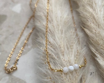 Moonstone necklace - AA quality - gemstone - wedding - minimalist - filigree - real gold plated