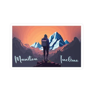Manitou Incline Senderismo Pegatina, Calcomanía de Colorado, Calcomanía de pegatina de vinilo de aventura al aire libre, Regalo de excursionista, Sendero de montaña
