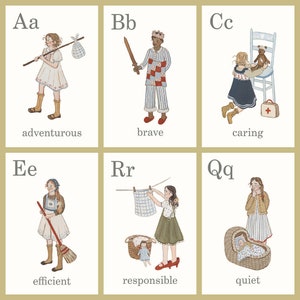 Character Quality Alphabet Cards/ABC cards/ Homeschool, Learning, Learning cards, Flashcards, School Room, Alphabet flashcards, ABC learning
