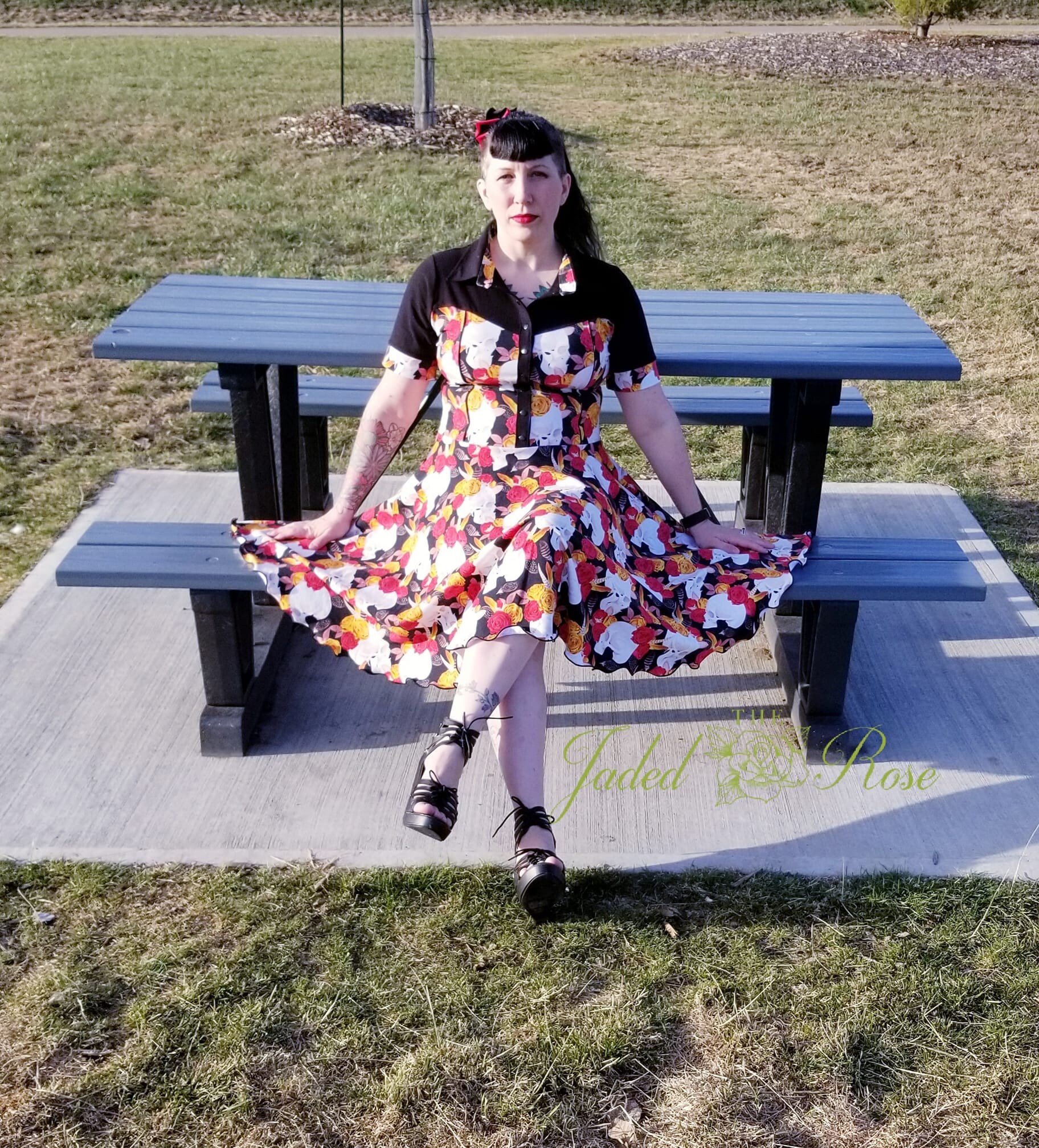 Gothic Western Swing Dress - Black & Red