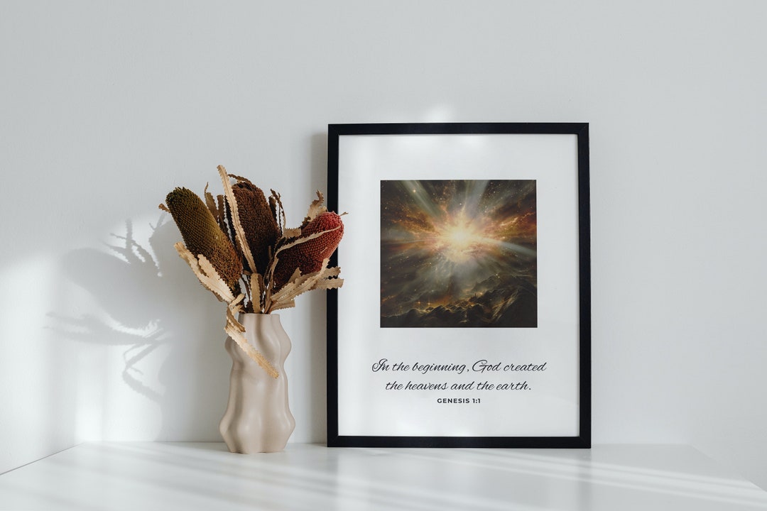 Genesis 1:1 Custom AI Bible Verse Wall Art - Inspirational Christian ...