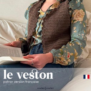 French crochet vest jacket pattern PDF