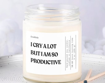 Bougie I Cry A Lot, cadeau département des poètes pour elle, cadeau décoration inspirante pour fille, cadeau de Noël pour ami, bougie de soja 9 oz