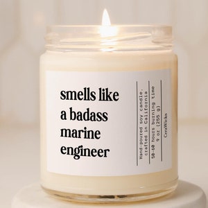 Bougie de mécanicien de marine, cadeau amusant pour les ingénieurs, cadeau de remise des diplômes en ingénierie, cadeau pour lui, cadeau pour elle, cadeau de Noël, bougie de soja 9 oz