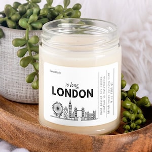 So Long London Kerze, Inspiriertes Wohndekor Geschenk für Sie, Dichter Kerze, Weihnachtsgeschenk für Freund, Geburtstagsgeschenk für Tochter, Vegan 9oz