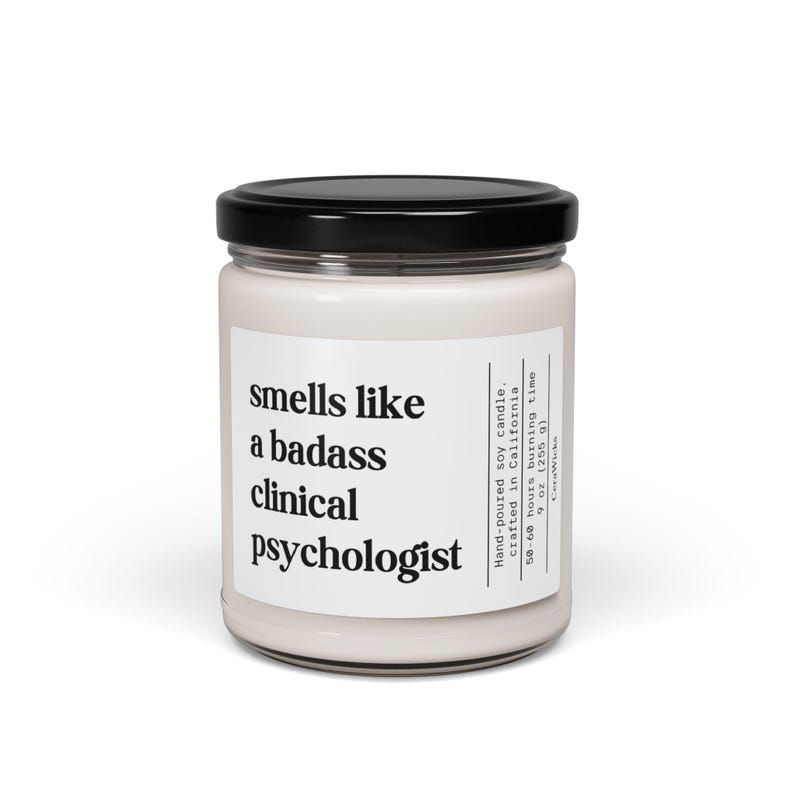 Badass Clinical Psychologist Candle, PhD Candle, Funny Gift For Her, Christmas Gift For Him, Graduation Gift, New Job Gift, Thank you Gift image 2