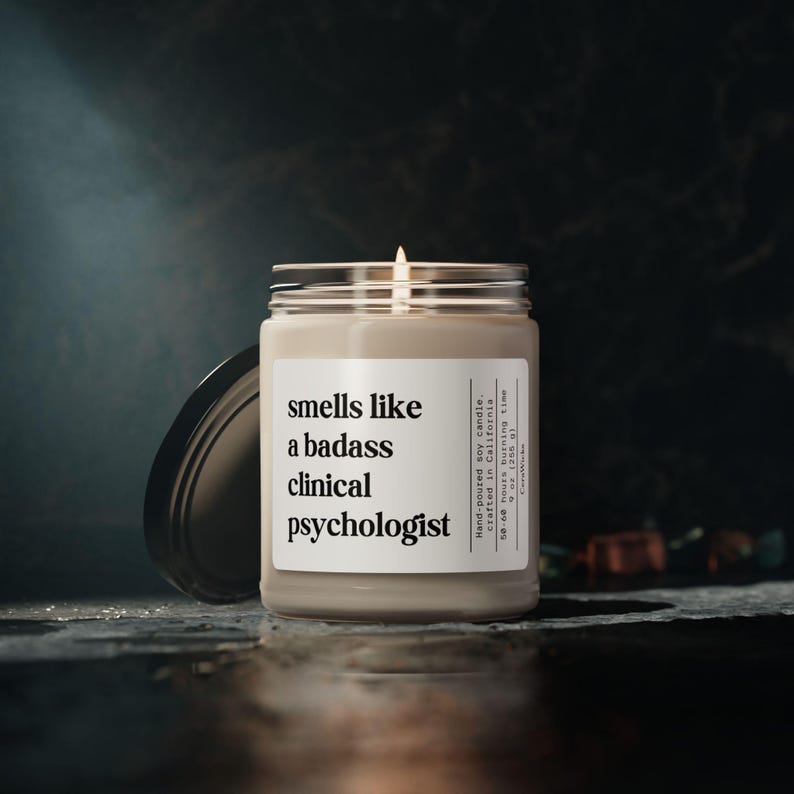 Badass Clinical Psychologist Candle, PhD Candle, Funny Gift For Her, Christmas Gift For Him, Graduation Gift, New Job Gift, Thank you Gift image 5