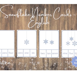 Snowflake Written Number Cards - English