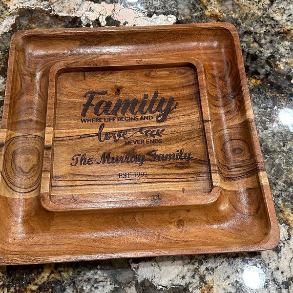 Custom Laser Engraved Acacia Serving Tray