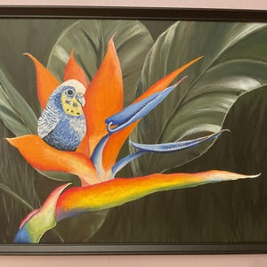 Bird of paradise, art, wall decoration, painting, picture, gift, artwork, acrylic painting, painted, wall decoration, mural, wall hanging, handmade