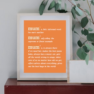 Mum dictionary print present - PRINTABLE personalised Mum gift