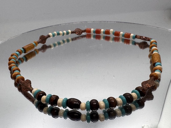 beaded natural stone, glass, wood and metal necklaces