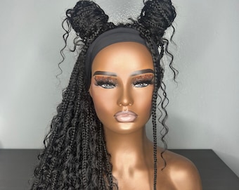 Boho Braided Headband Wig, Handmade Glueless Wig, Beginner Friendly Protective Style – Bra/Waist Length