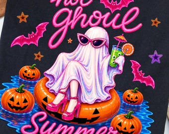 Preppy Sommer Halloween PNG Hot Ghoul Sommer PNG Lustige Sommer Halloween Shirt Design Girly Summerween PNG Lustige Glam Geist Digitale Datei
