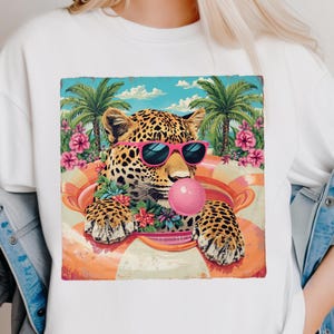 Preppy Girls Summer PNG Coquette Summer PNG Trendy Beach Tee Retro Leopard Shirt Design Funny Summer Graphic Summer Vibes Digital Download image 3